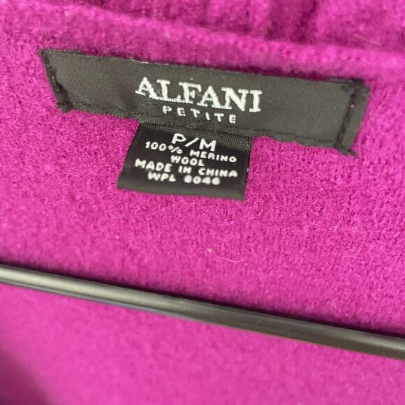 Merino Wool Ruffle Front Cardigan Purple Open Front Sweater Long Sleeve Feminine - Picture 4 of 7